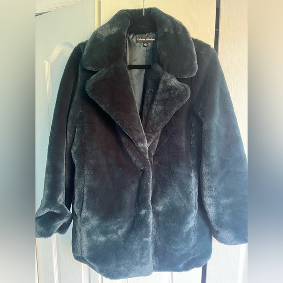 Catherine Malandrines Hunter Green Jacket Faux fur M & XL - Picture 2 of 8